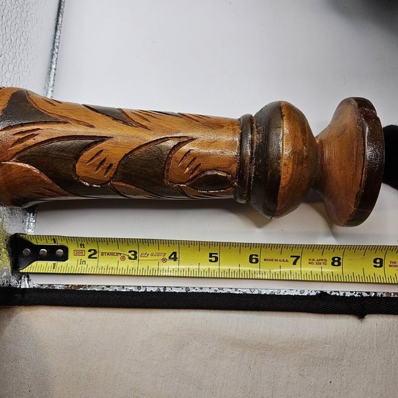 Vintage Hand Carved Wooden Vase Bohemian Mid-century Modern 8" Two-tone - Picture 7 of 16